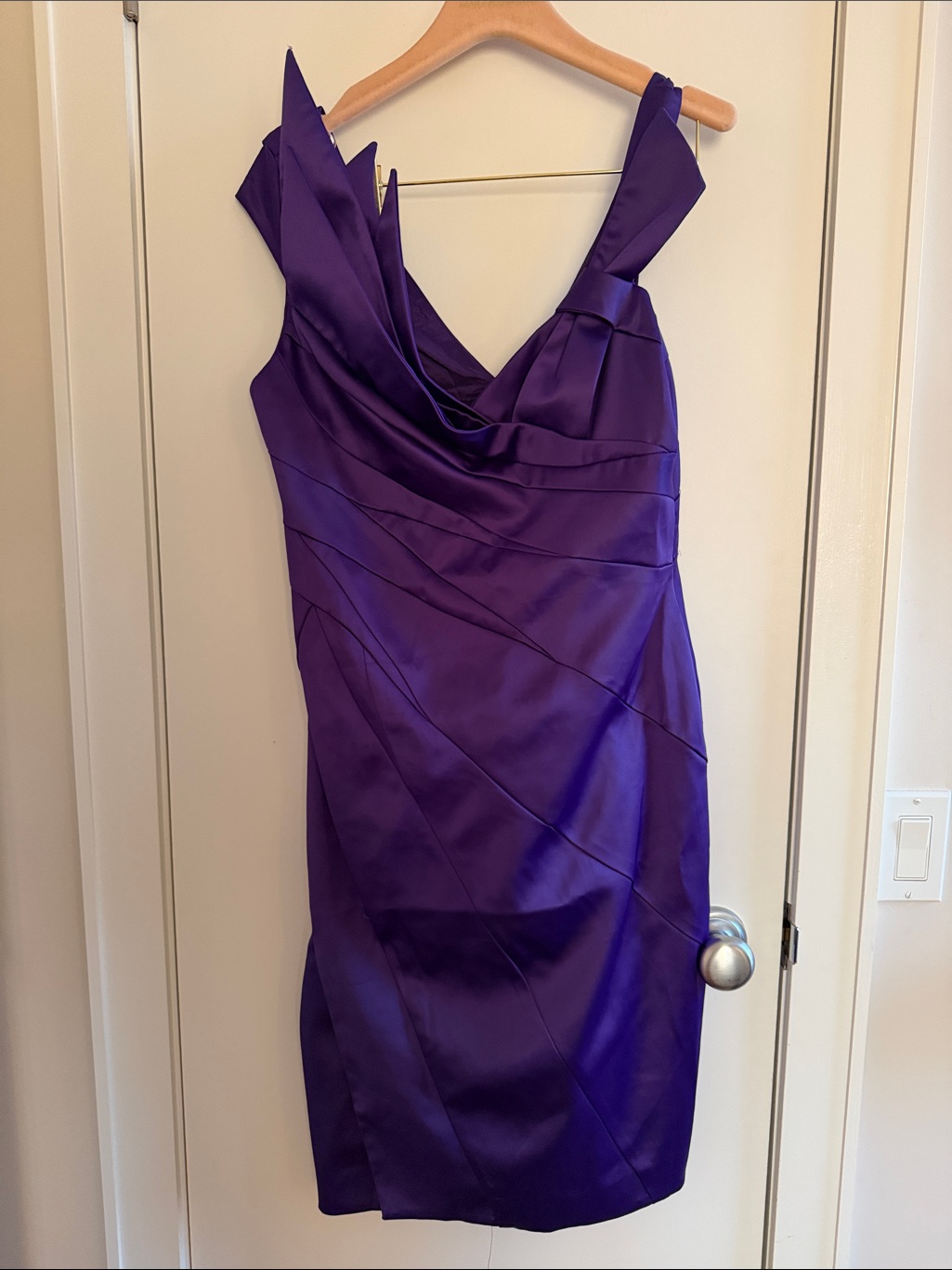 Karen Millen Purple One-Shoulder Satin Cocktail Dress Size Us12